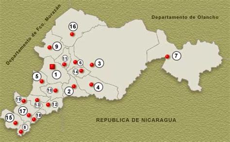 Mapa Departamento de El Paraiso, Honduras