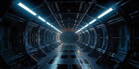 Premium AI Image | An empty tunnel in dark space full of lights