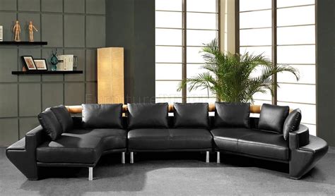 Modern Full Leather Sectional Sofa Mars Black