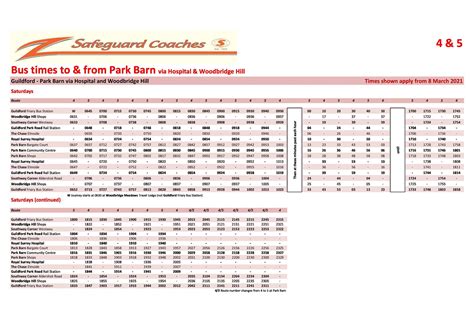 Guildford Bus Routes 4 & 5 Timetables