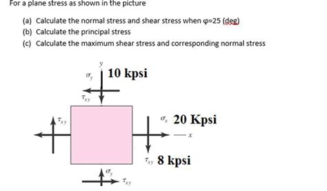 (Solved) - For A Plane Stress As Shown In The Picture (A) Calculate The... (1 Answer) | Transtutors