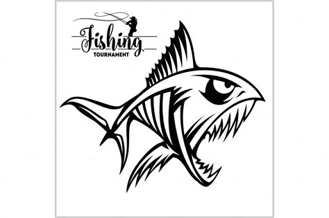 Fish skeleton on white. Vector | Vector Graphics ~ Creative Market