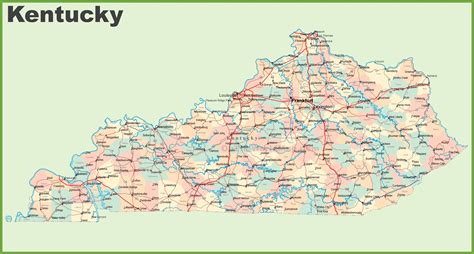 Road map of Kentucky with cities - Ontheworldmap.com