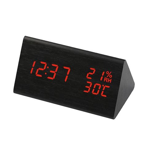 USB Wooden Digital Clock with Humidity and Temperature Display – Mega ...