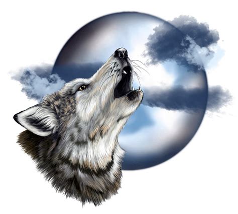 Gorgeous Wolf Head Howling at the Full Moon printed by hraines40