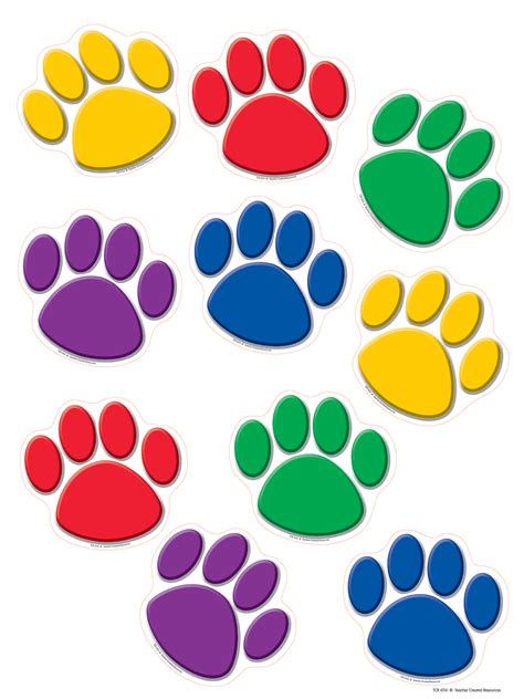 Colorful Paw Prints Accents - TCR4114 | Teacher Created Resources