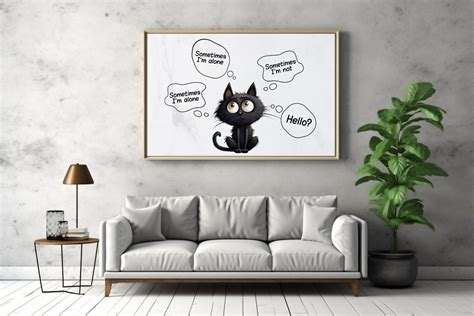 Lonely Cat Meme Digital Download, Funny Cat Printable Wall Art, Cute Cat Cartoon Comic Poster ...