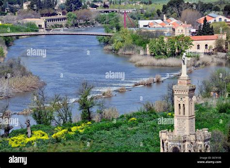 Aerial view of Toledo, Spain with River Tajo and Statue of Christ Stock Photo - Alamy