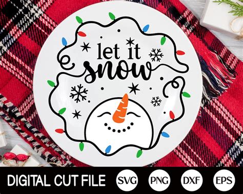 Let It Snow SVG, Christmas Ornament Svg, Round Sign Svg, Welcome Sign Svg, Snowman Porch Sign ...