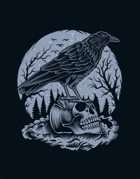 illustration scary crow bird with skull 3520080 Vector Art at Vecteezy