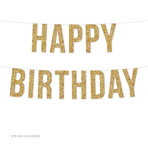 Gold Happy Birthday Banner (Includes String, No Assembly Required) - Walmart.com