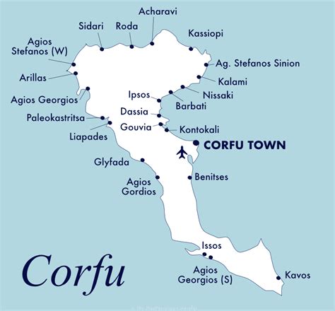 Corfu Best Beaches Map