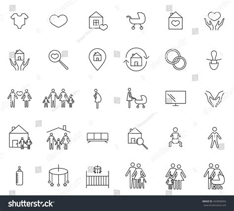 Family Icon Set Outline Thin Line Stock Vector (Royalty Free) 455858959 ...