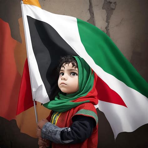 Premium Photo | A girl holds a Palestinian flag Ai generated art