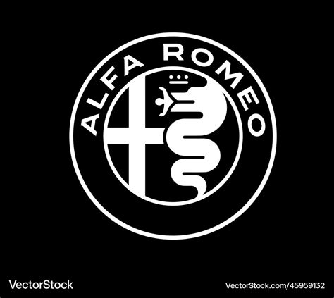 Alfa romeo brand symbol logo white black design Vector Image