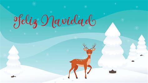 Feliz Navidad Merry Christmas Reindeer in Winter Wonderland vector illustration background ...