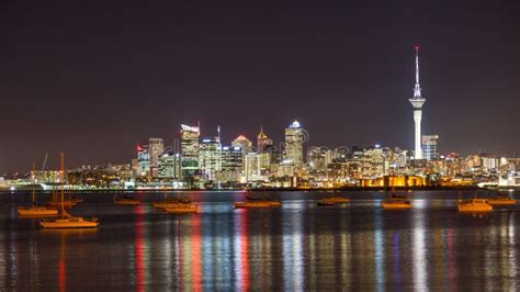 Auckland City Skyline at Night Stock Photo - Image of buildings, modern ...