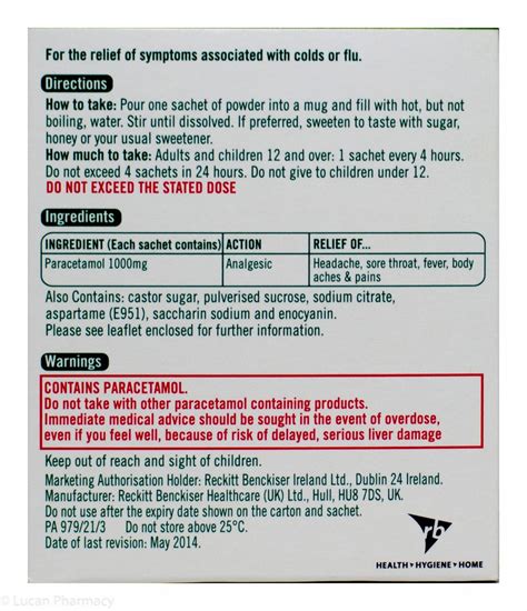 LEMSIP Max Cold & Flu Blackcurrant 1000mg – 10 Sachets #P - Lucan Village Pharmacy