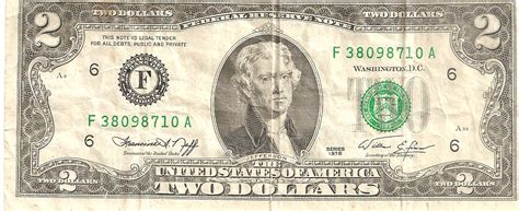 1976 F $2 Two Dollar Bill - Federal Reserve Notes