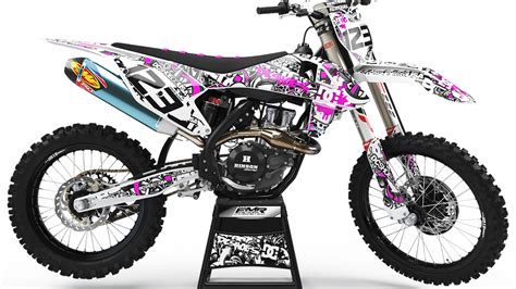 Custom dirt bike Graphics kit "DC B&W CA15P" pink | custom-graphics-mx