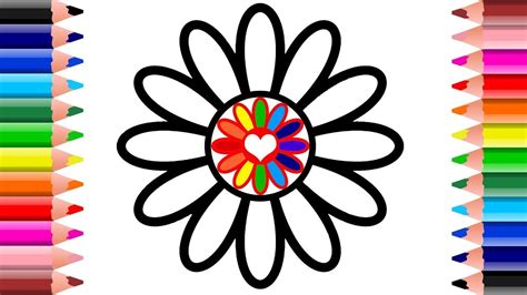 How to Draw Flower, Rainbow Flower coloring Pages for kids, Setoys