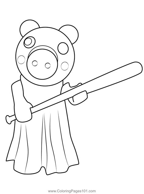 Piggy Holding Baseball Bat Roblox Coloring Page for Kids - Free Roblox ...