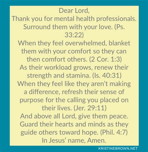 A Prayer for Mental Health Professionals — Kristine Brown, Author