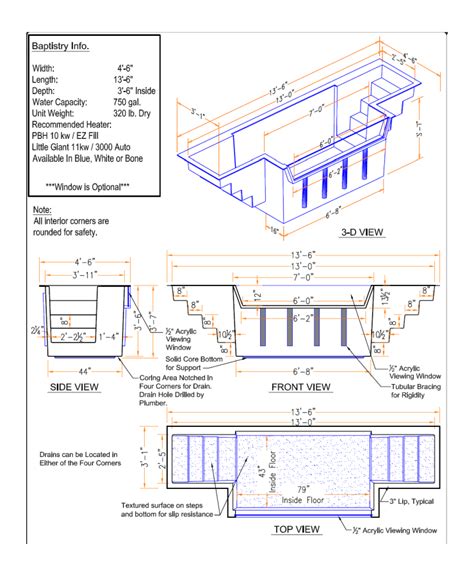 Church Baptistry Pool 12 Ft Wide 11B | Southeast Church Supply