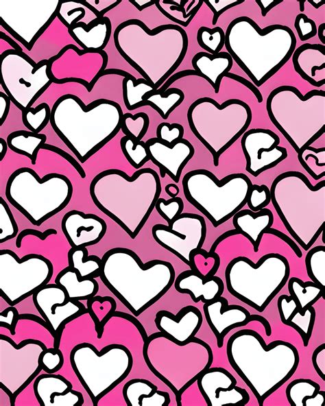 Hearts in Pink and White · Creative Fabrica