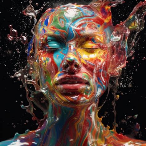 Premium AI Image | Multicolored face splashes abstract art with vibrant ...