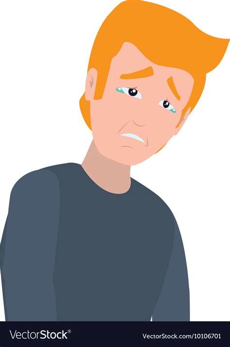 Face sad man expression cartoon icon Royalty Free Vector