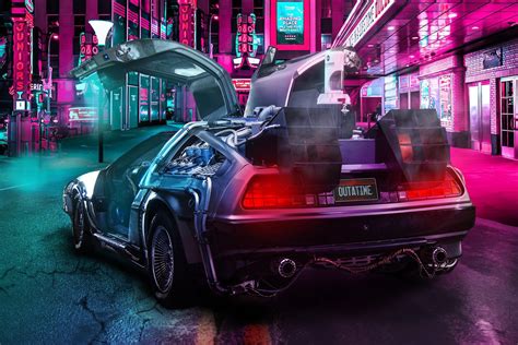 Wallpaper : time machine, DeLorean, car, vehicle, Back to the Future, digital art 1920x1280 ...