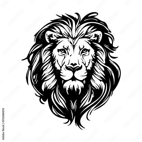 Lion Face, Silhouettes Lion Face SVG, black and white lion vector Stock Vector | Adobe Stock