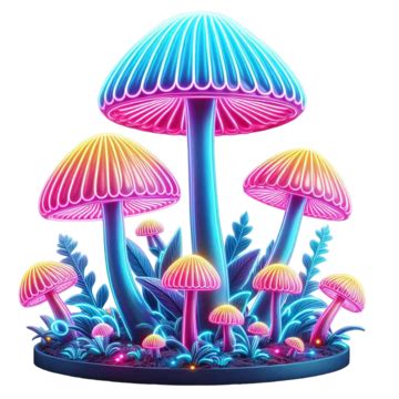 Glowing Neon Mushrooms, Neon Glowing Mushrooms Fantasy Art, Neon Mushrooms, Trippy Neon Magic ...