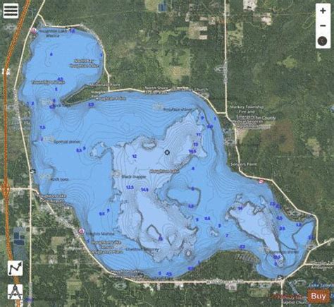 Houghton Lake Michigan Depth Map