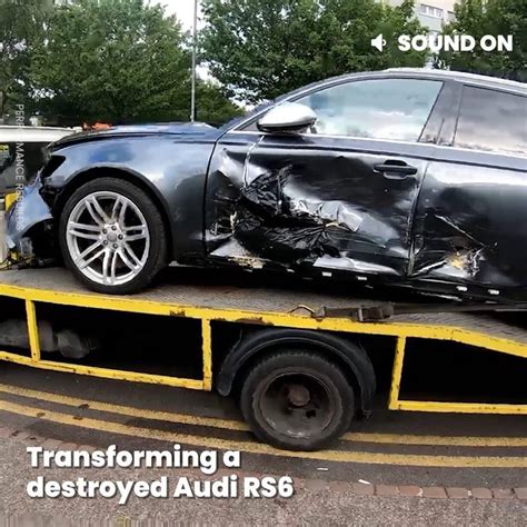 Transforming a destroyed Audi RS6 | These guys completely transformed this crashed Audi ...