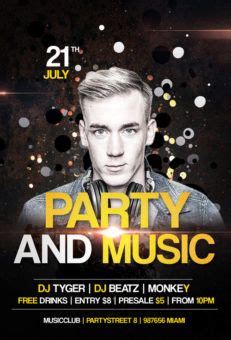 Party and Music Free Flyer Template | Free psd flyer templates, Free ...