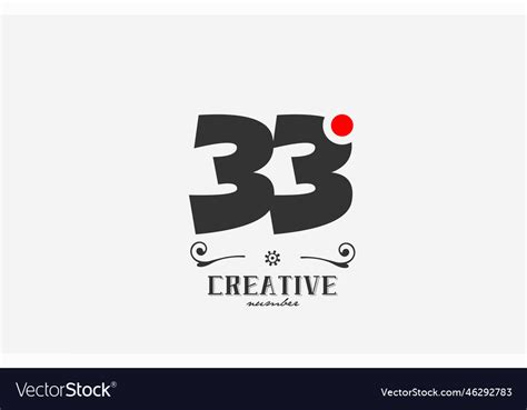 Grey 33 number logo icon design with red dot Vector Image