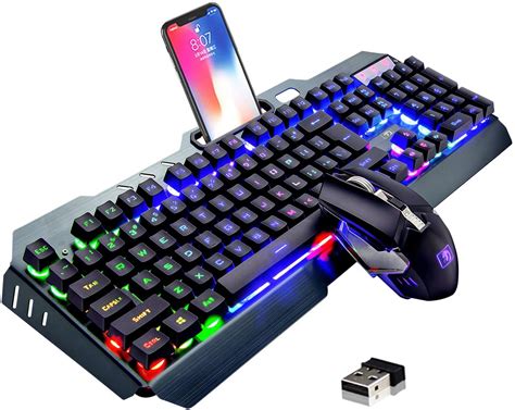 Buy Wireless Keyboard and Mouse,Rainbow LED Backlit Rechargeable ...