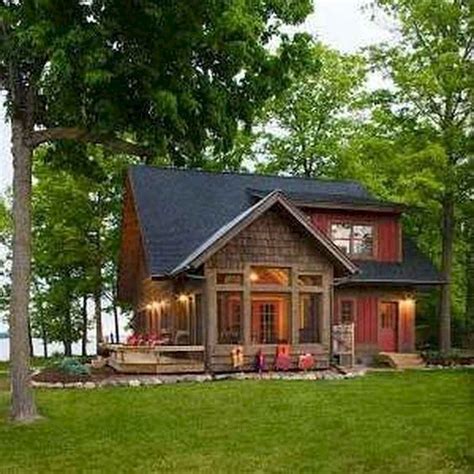 70 Fantastic Small Log Cabin Homes Design Ideas (55) | Small lake houses, Lake house plans ...