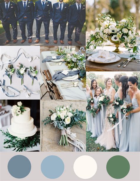 Shades of Dusty Blue, Ivory and Greenery Wedding | Wedding color schemes summer, Wedding color ...