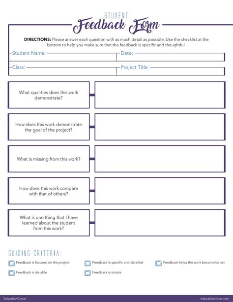 Students and Teachers Feedback Forms | EducationCloset