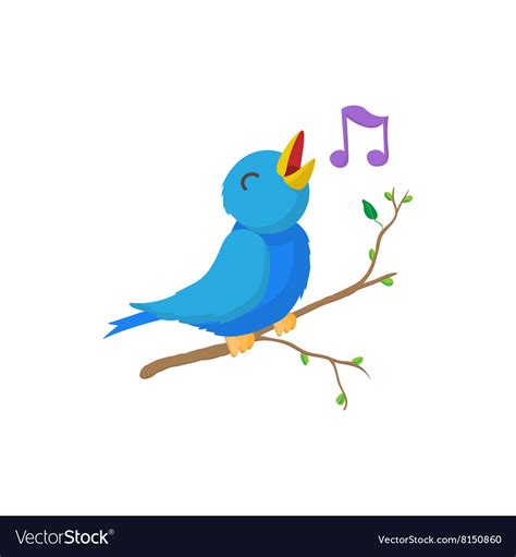 Singing bird icon cartoon style Royalty Free Vector Image