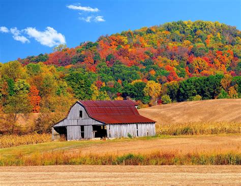 Download Wooden Old Barn In Autumn Wallpaper | Wallpapers.com