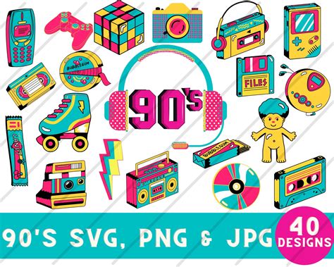 Clipart des années 90 SVG des années 90 PNG des années 90 Bundle des années 90 Impression ...