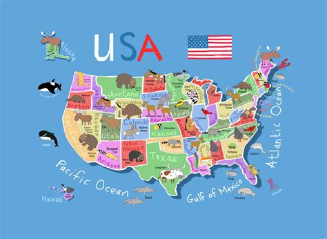 America Map Cartoon - Cartoon Map Of North America In Vector Royalty ...