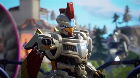 The Fortnite Season 9 skins feature an aggressive robot chicken