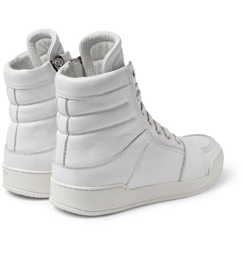 Balmain Leather Hightop Sneakers in White for Men | Lyst