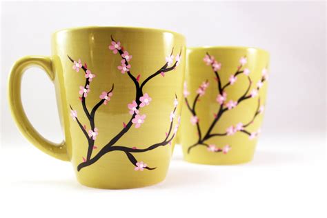 Painted coffee mugs hand painted mug with cherry by RaeSmith