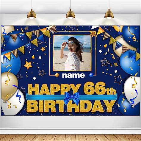 Amazon.com: Custom Happy 66th Birthday Decorations Banner - 66 Years Old Birthday Decorations ...